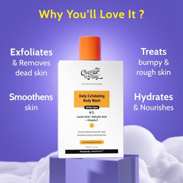 Chemist at Play Exfoliating Body Wash with Lactic Acid 236ml - Image 4